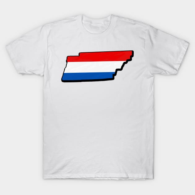 Red, White, and Blue Tennessee Outline T-Shirt by Mookle